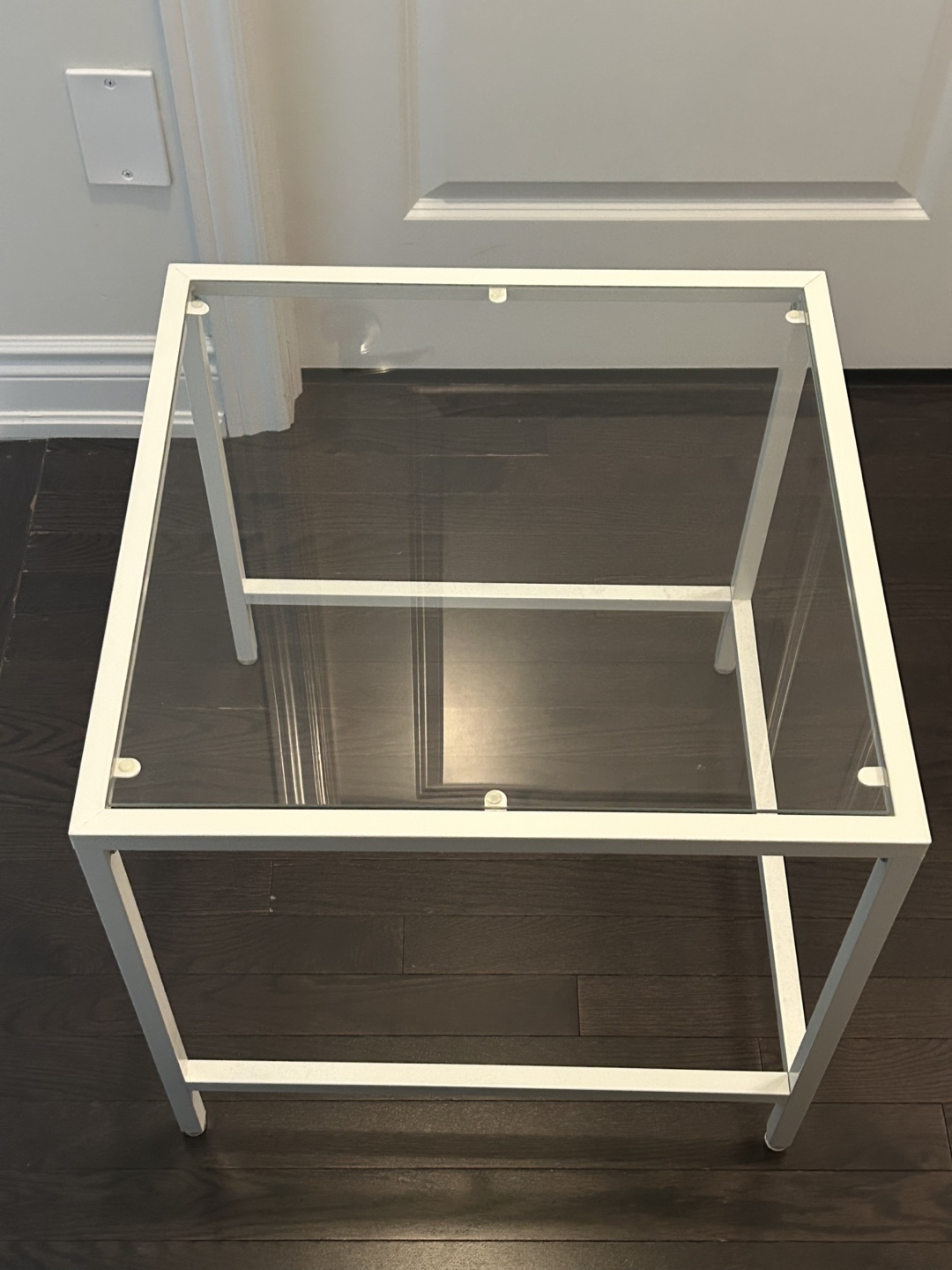 White Metal Frame Glass Side Table
