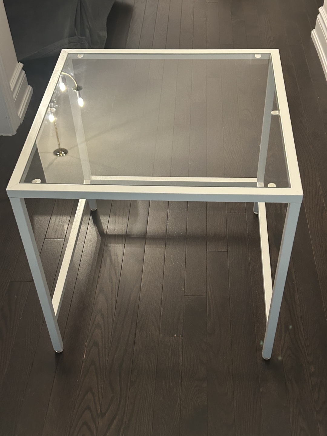 White Metal Frame Glass Side Table - photo 3