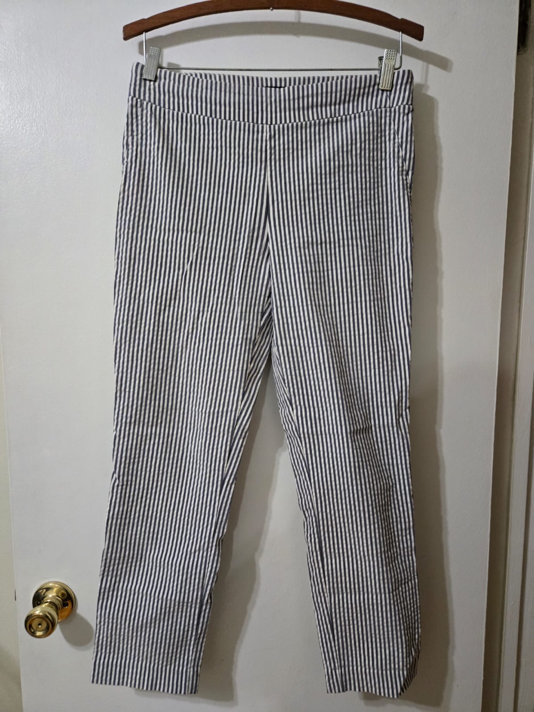 White and Blue Striped Pants