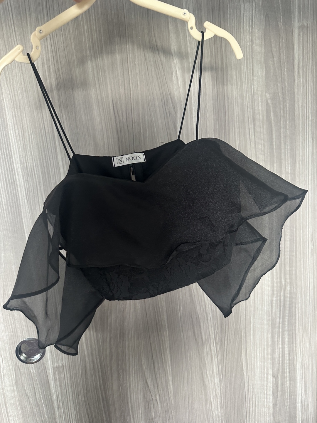 Black Sheer Ruffle Top
