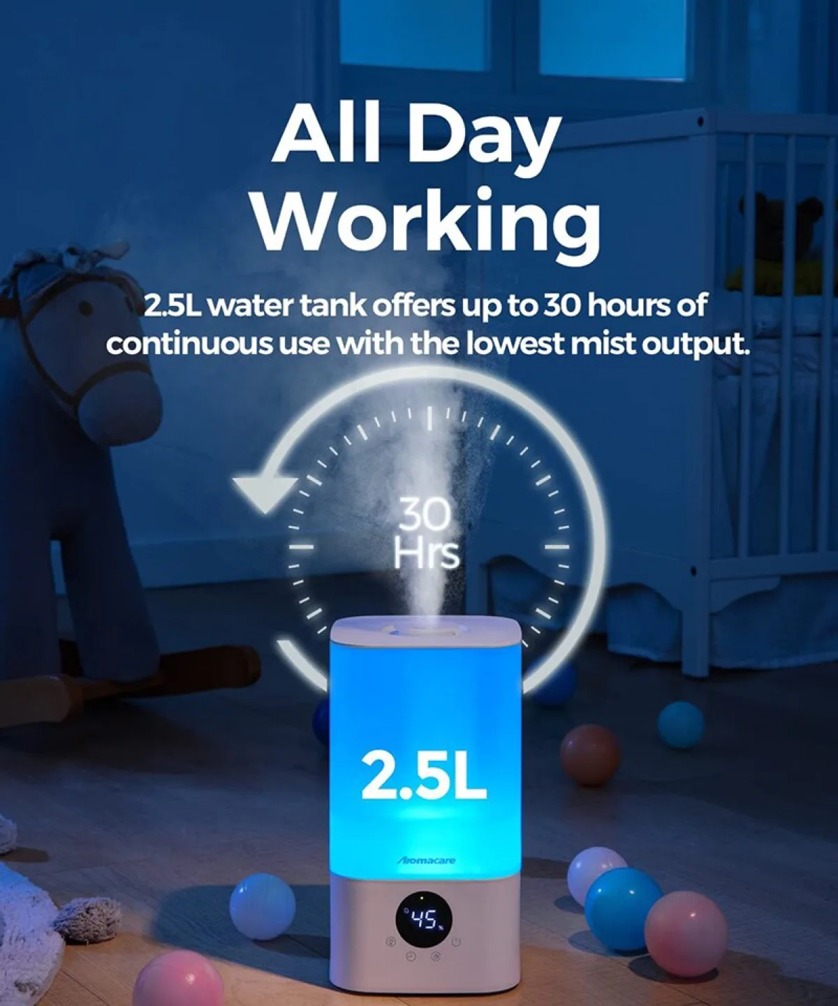 Aromacare 2.5L Cool Mist Air Humidifier image indicator(3)