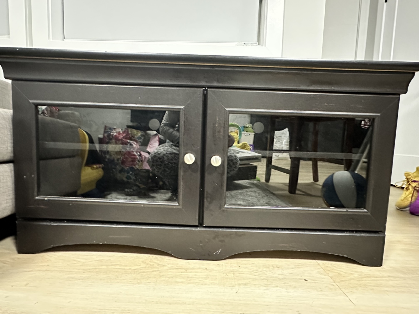 Black TV Stand with Glass Doors - photo 4