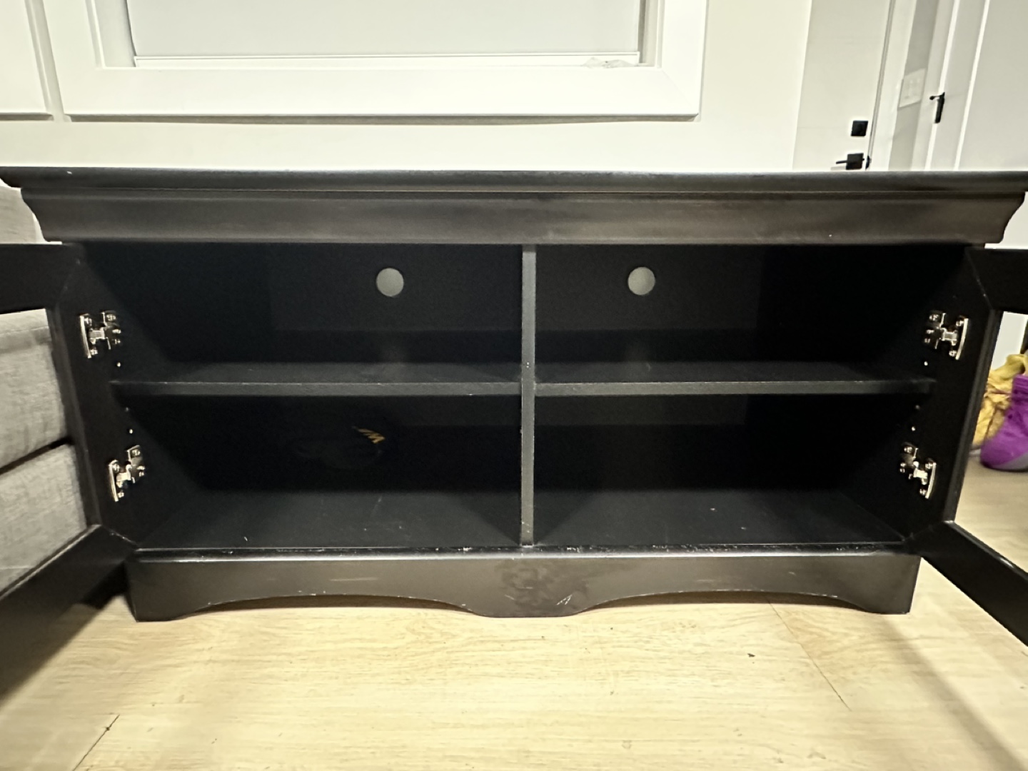 Black TV Stand with Glass Doors - photo 5