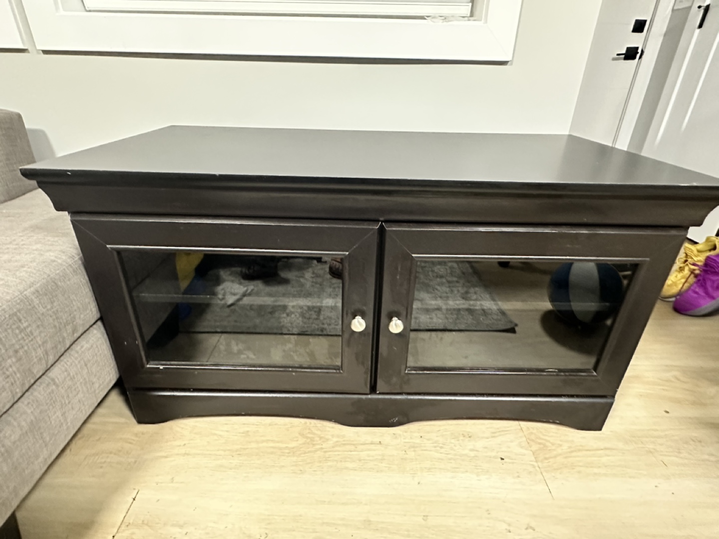 Black TV Stand with Glass Doors - photo 2