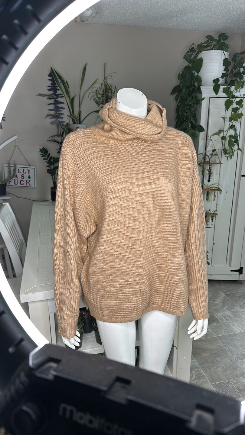 Beige Oversized Turtleneck Sweater - photo 3