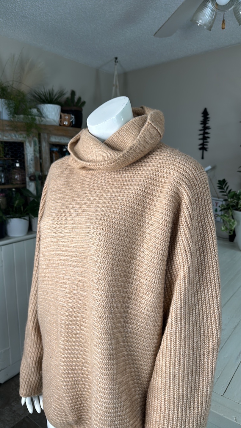 Beige Oversized Turtleneck Sweater - photo 4