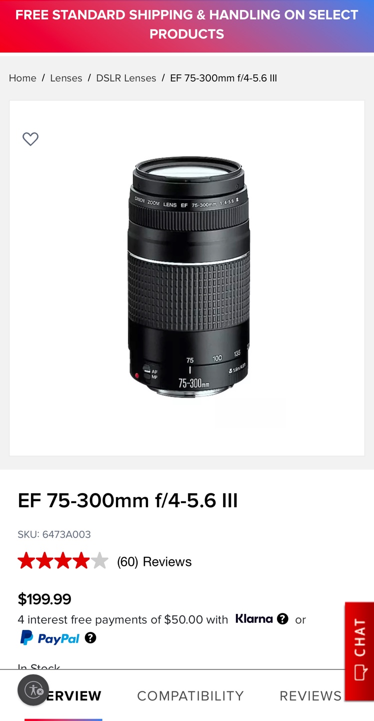 Canon EF 75-300mm f/4-5.6 III Lens