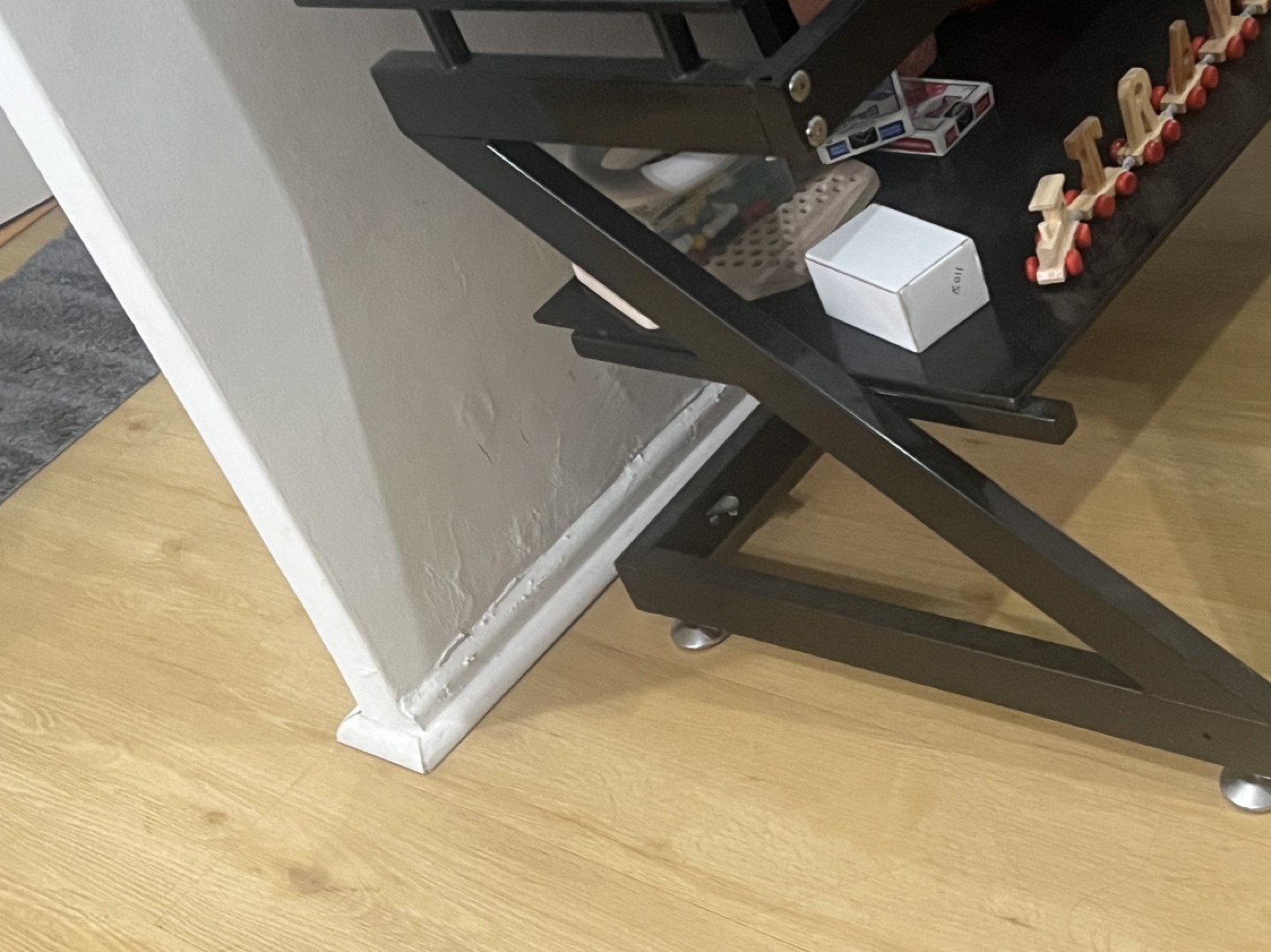Black TV Stand with Glass Shelf (Moving out sale) - photo 2