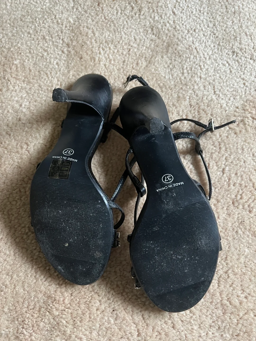 Black Strappy Heels with Rhinestones image indicator(3)