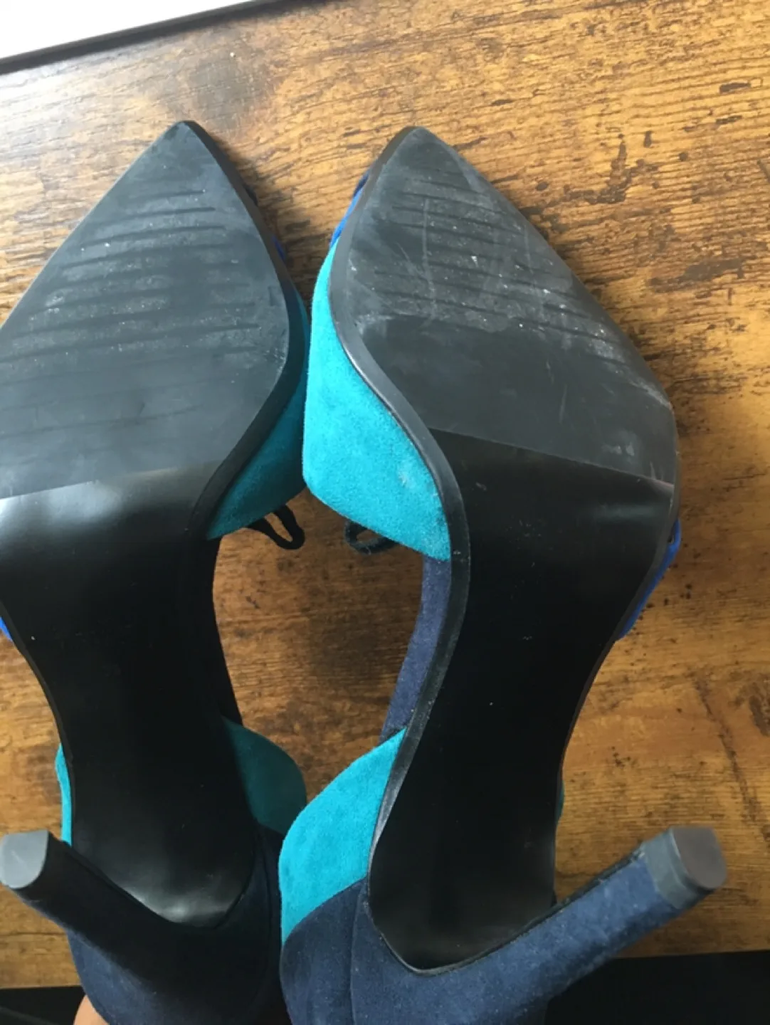 Zara Blue & Green Suede Heels image indicator(4)