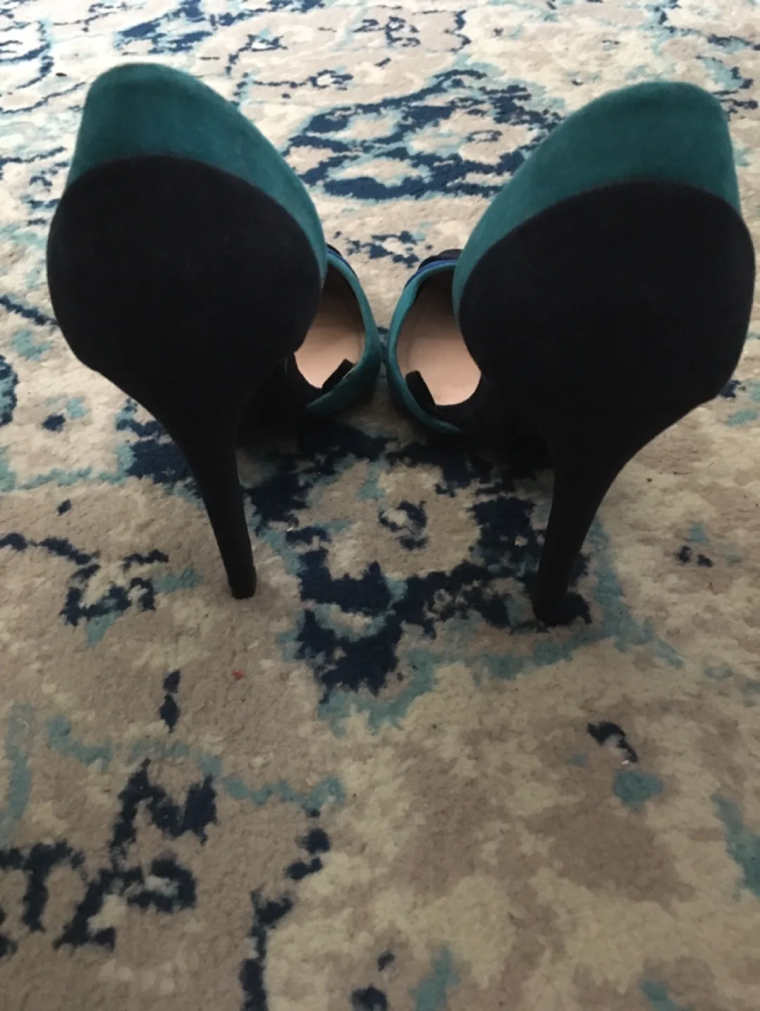 Zara Blue & Green Suede Heels image indicator(3)