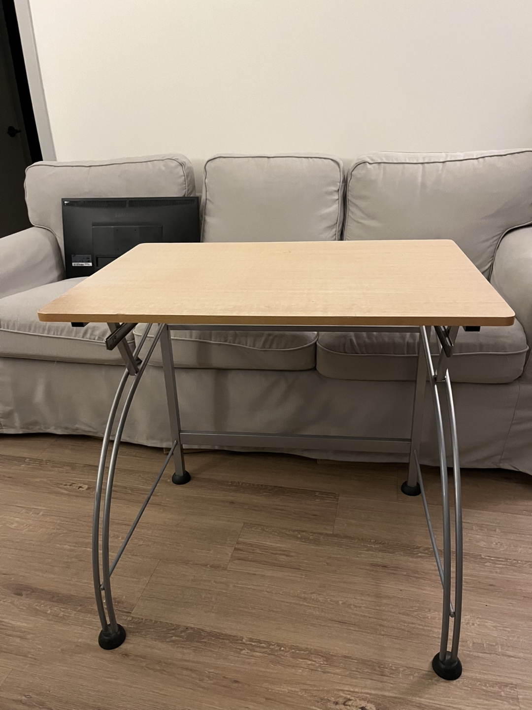 FREE: Work desk with wood tabletop and metal legs