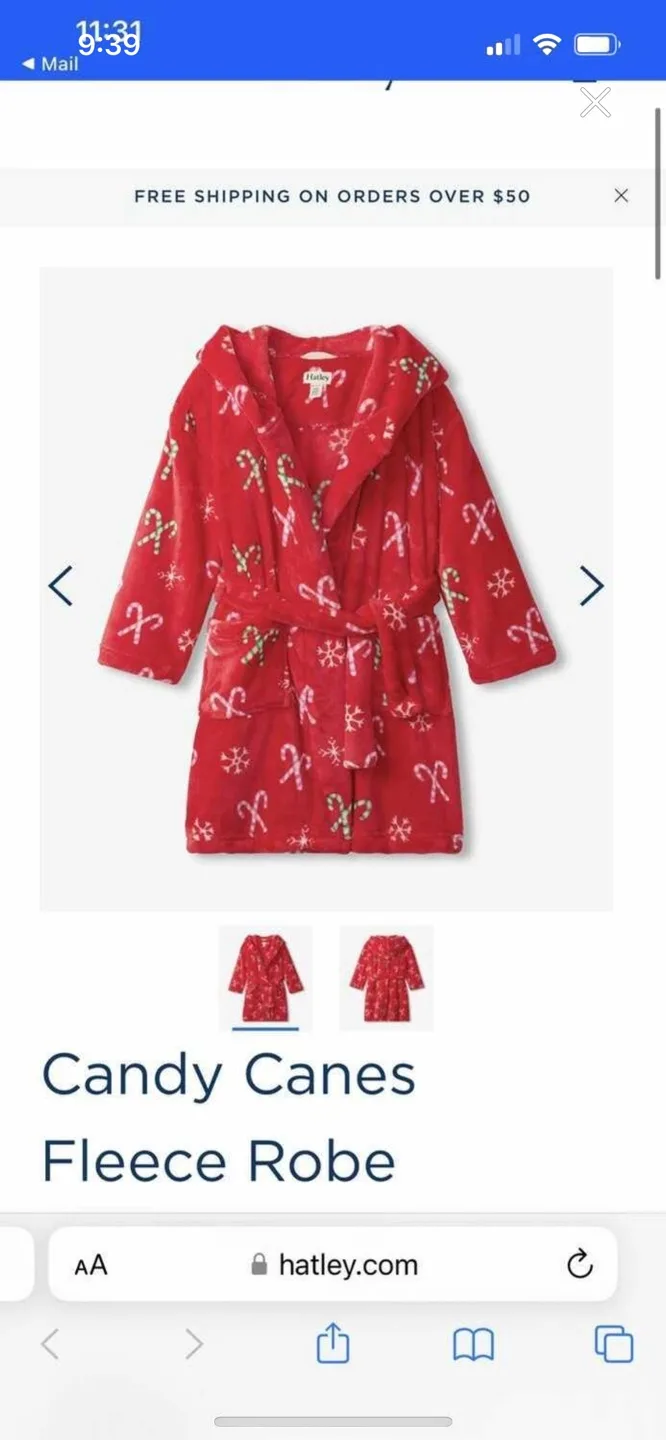 Hatley Candy Cane Fleece Robe Size L (6-7 yrs) image indicator(4)