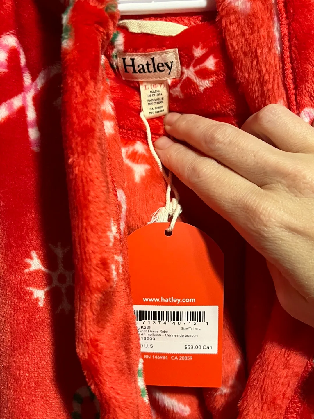 Hatley Candy Cane Fleece Robe Size L (6-7 yrs) image indicator(3)