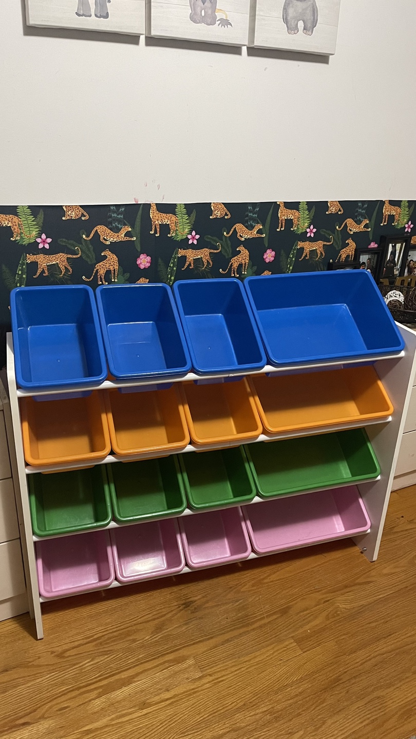 Toy Storage Organizer Shelf with Bins  check more pictures