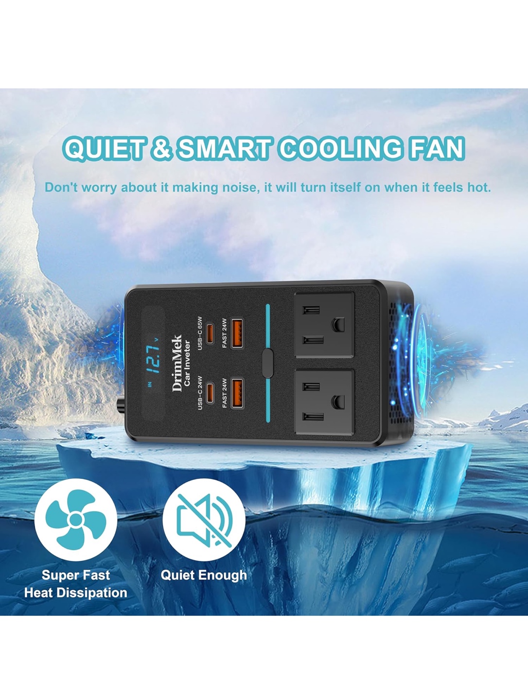 DrimMek Car Inverter with Dual AC Outlets and USB Ports - photo 4