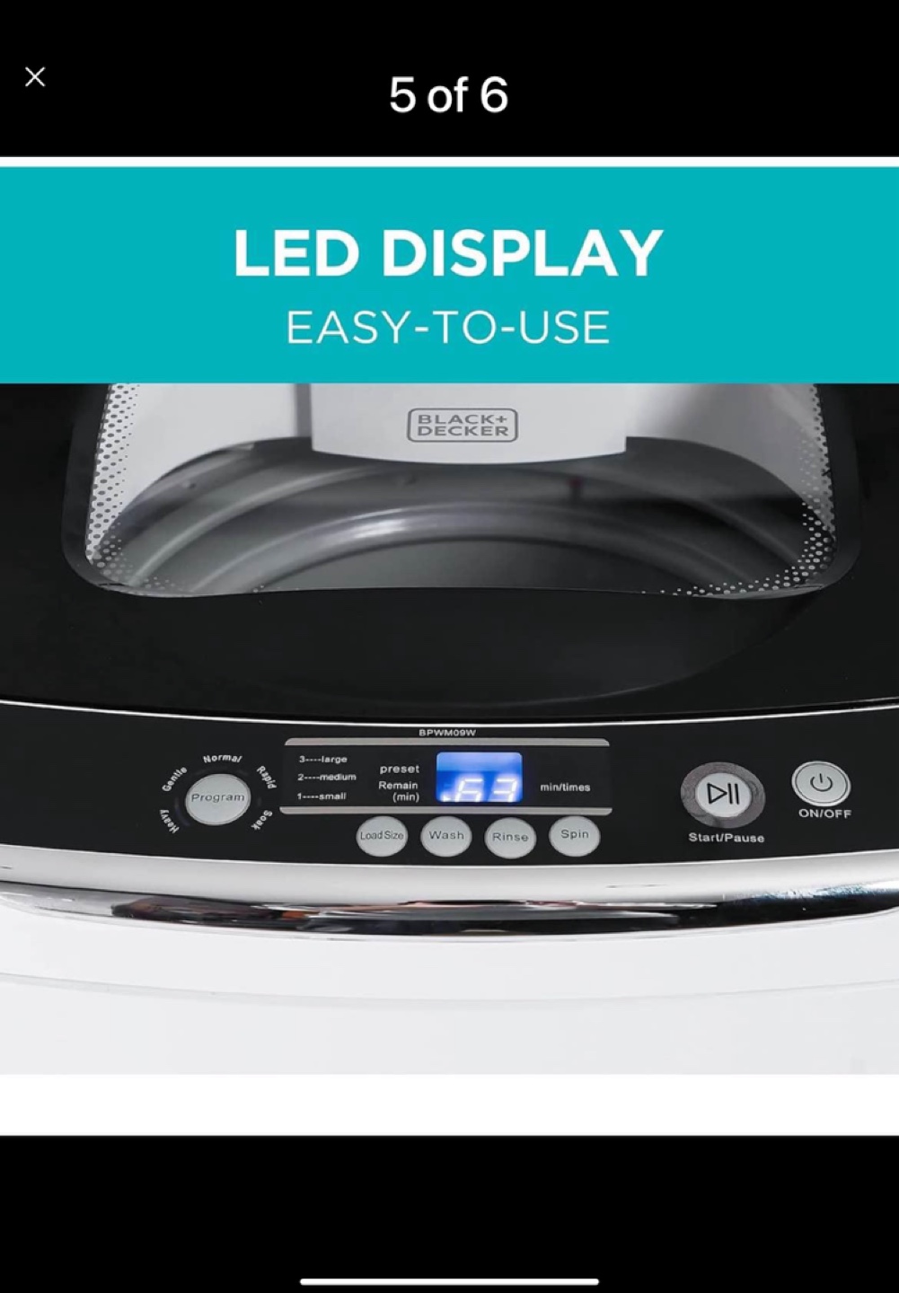 Black + Decker Portable Compact Top Load Washing Machine - photo 2