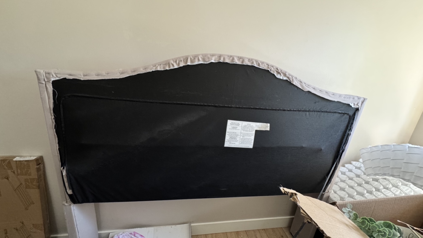 Beige Upholstered Headboard with Crystal Buttons - photo 2