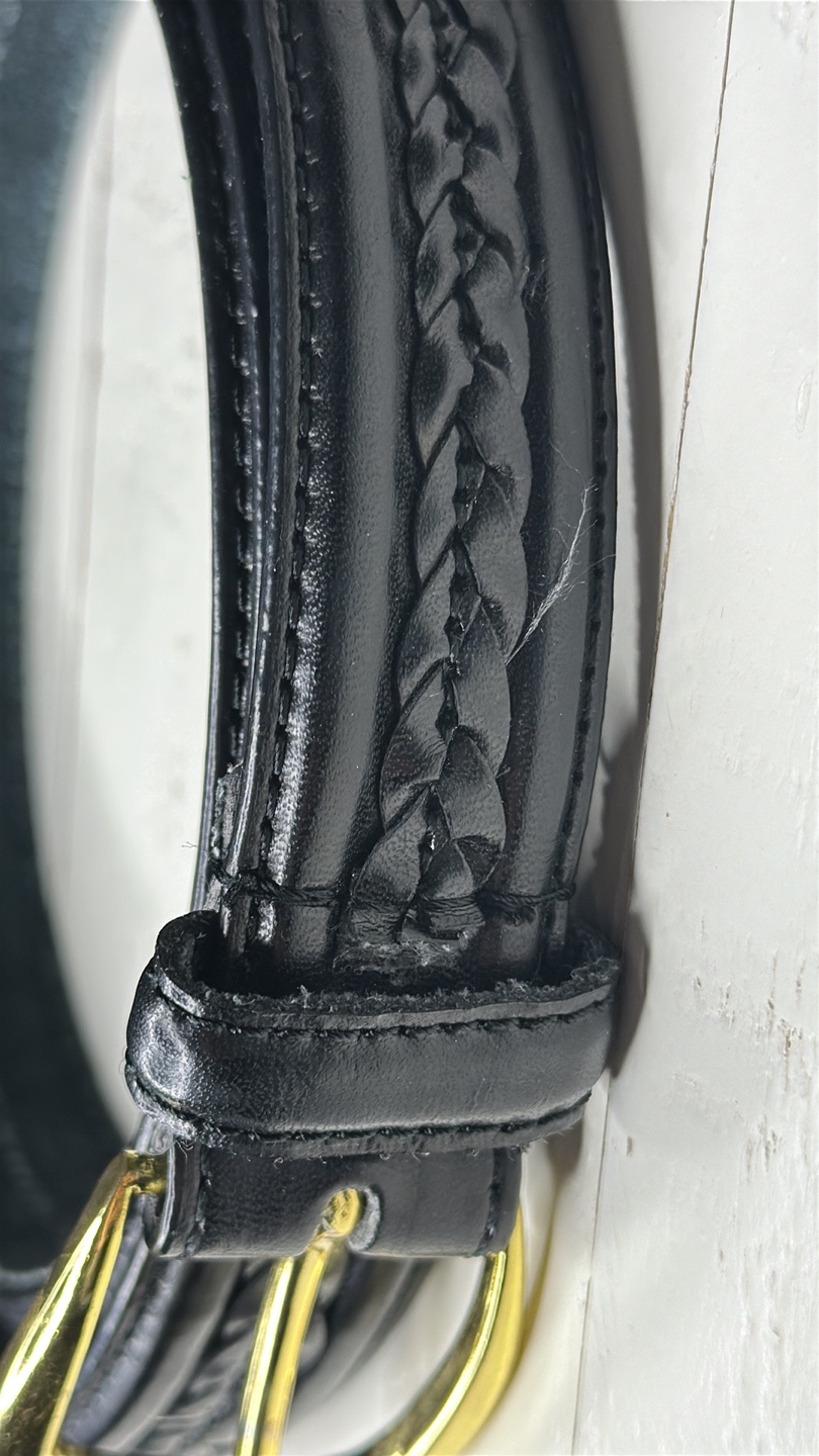 Black Leather Belt with Gold Buckle - photo 3