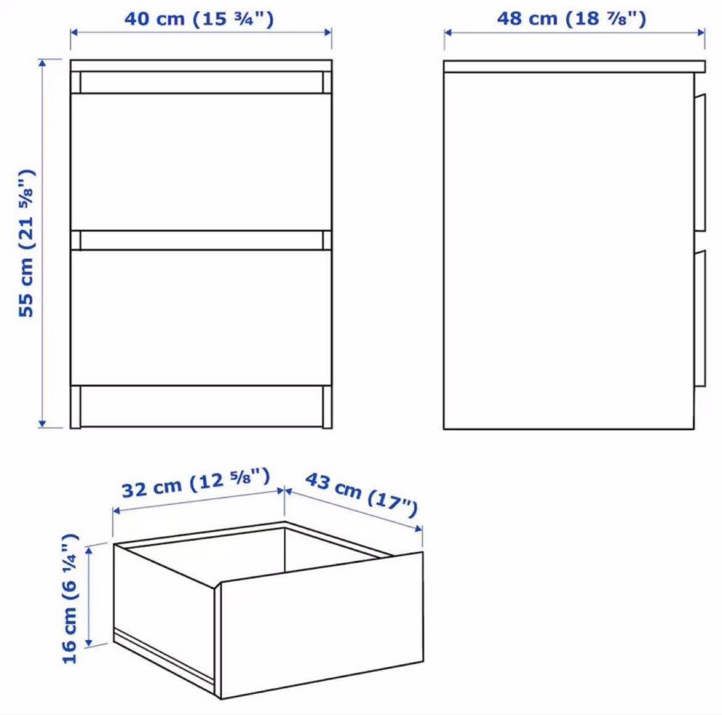 IKEA MALM 2-drawer chest, bedside table - photo 4