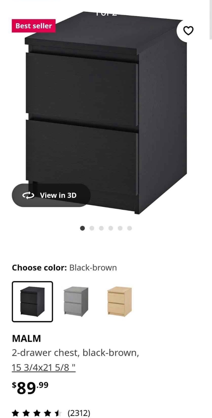 IKEA MALM 2-drawer chest, bedside table - photo 2