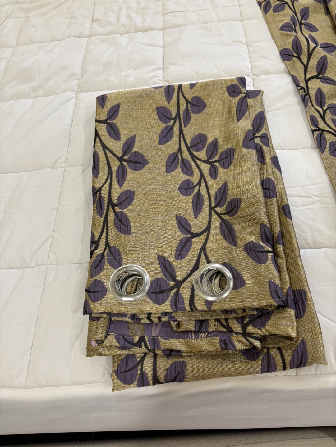 Set of 2 Curtains/ drapes ( light gold and purple) - photo 3