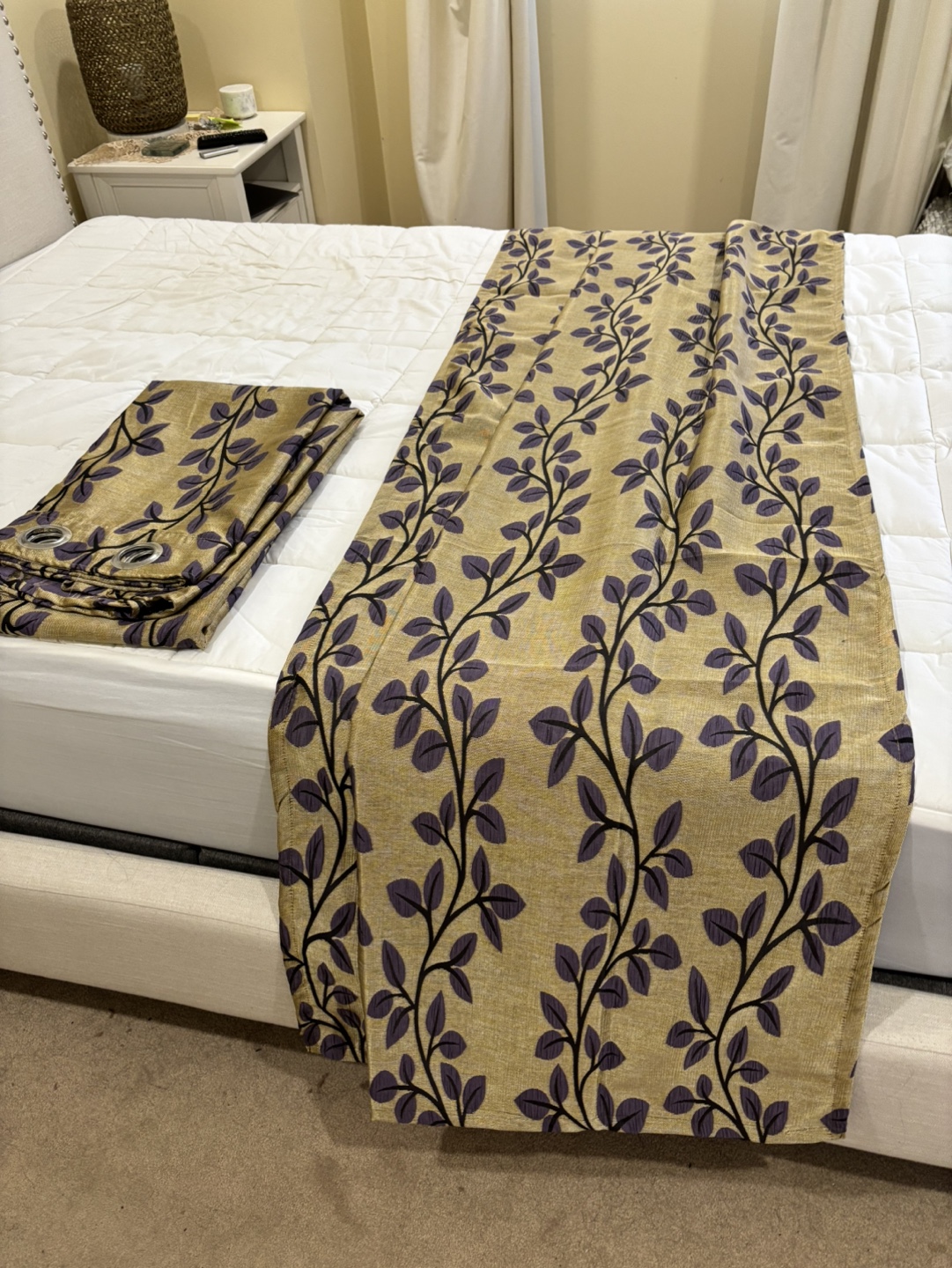 Set of 2 Curtains/ drapes ( light gold and purple)
