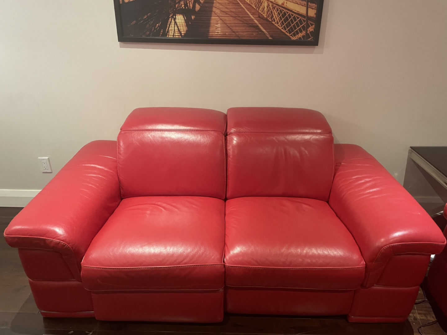 Red Leather Sofa Set - photo 3