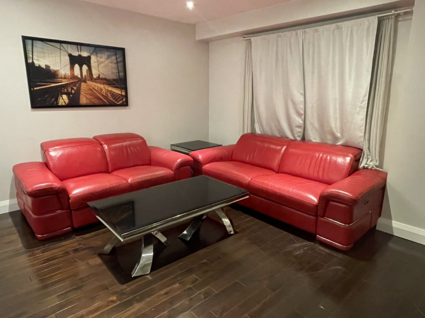 Red Leather Sofa Set