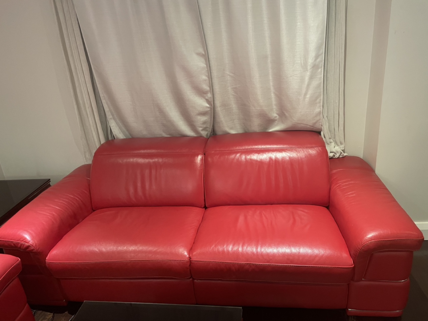 Red Leather Sofa Set - photo 2