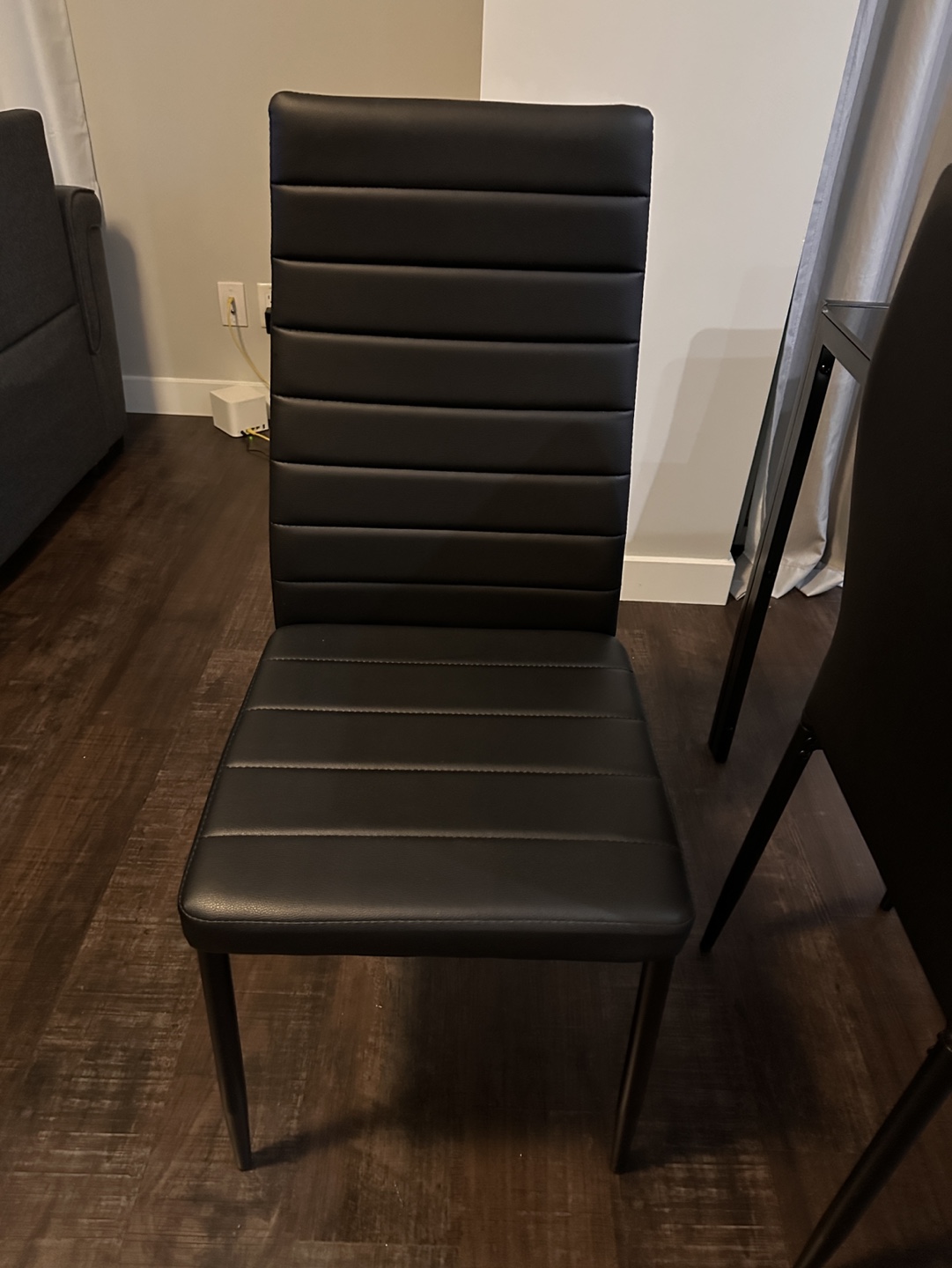 Black Glass Dining Table and 4 Chairs Set - photo 2