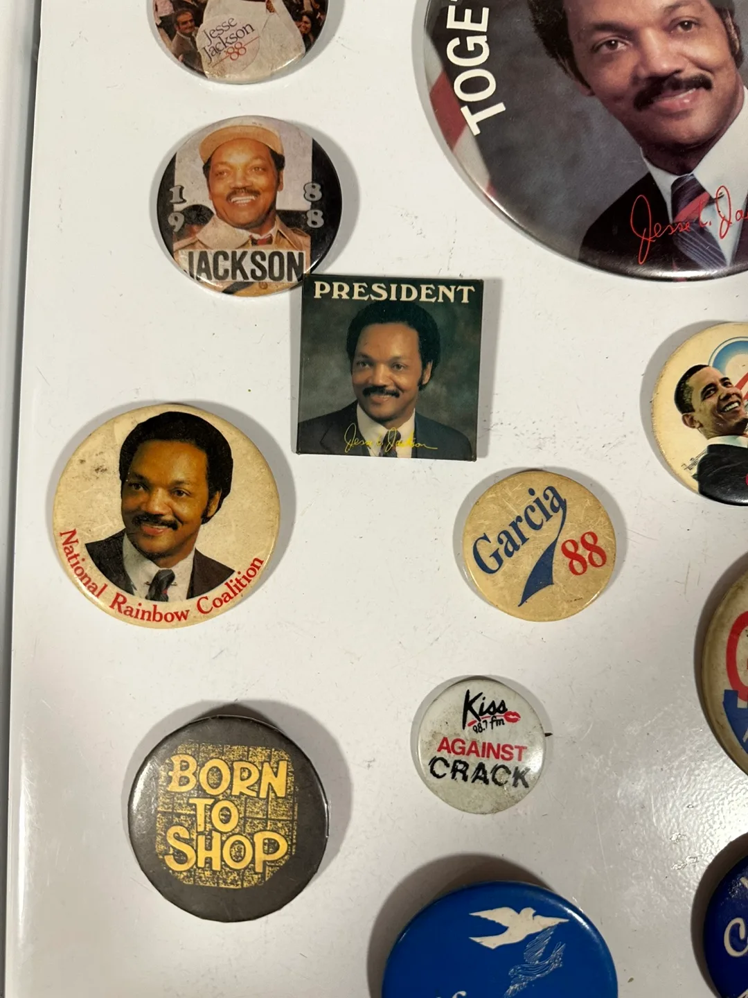 Vintage 18pc Political Buttons - Jesse Jackson, Obama, Garcia image indicator(3)