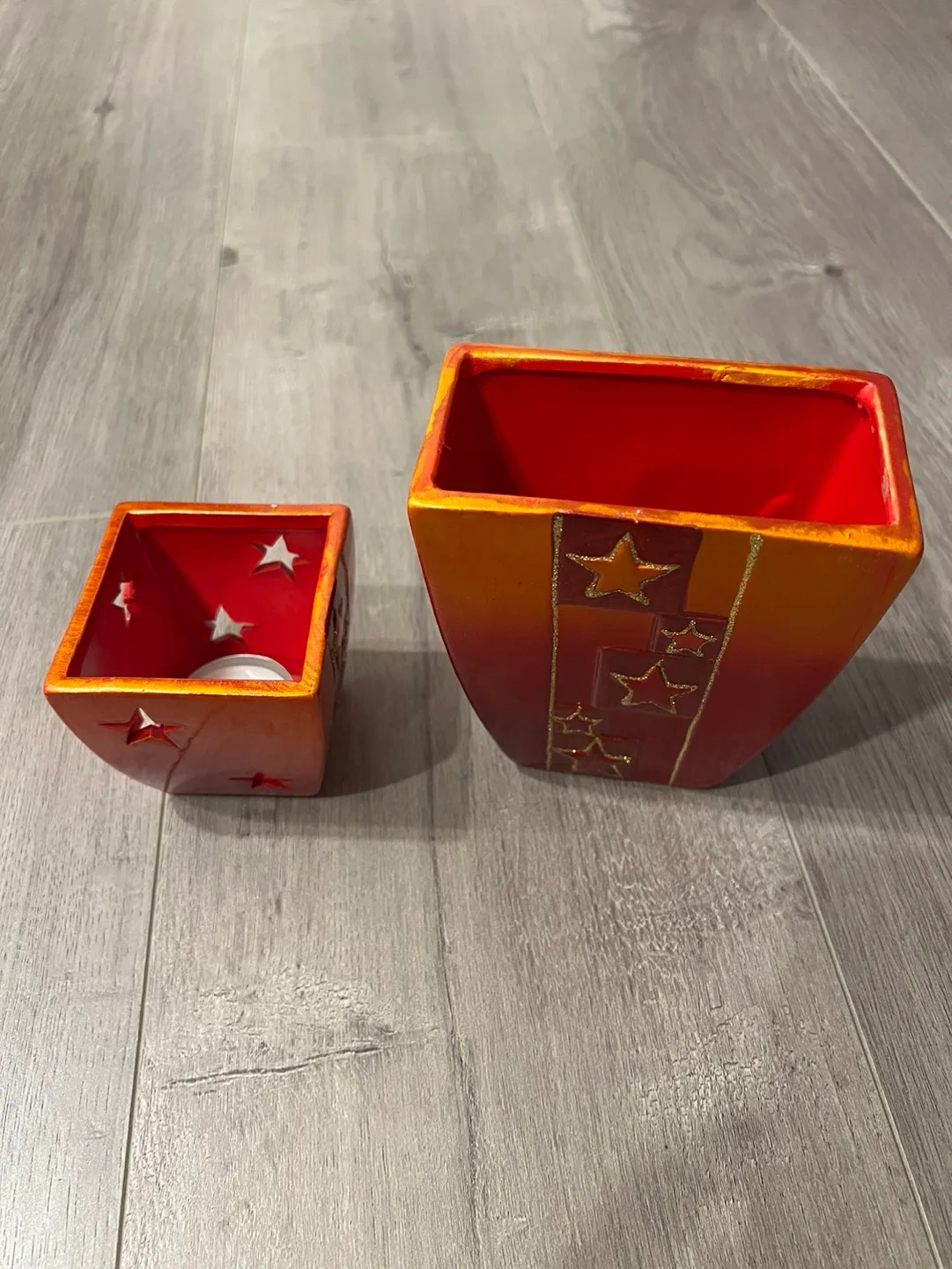 Red & Orange Ceramic XMas 🎄 Tea Light image indicator(2)