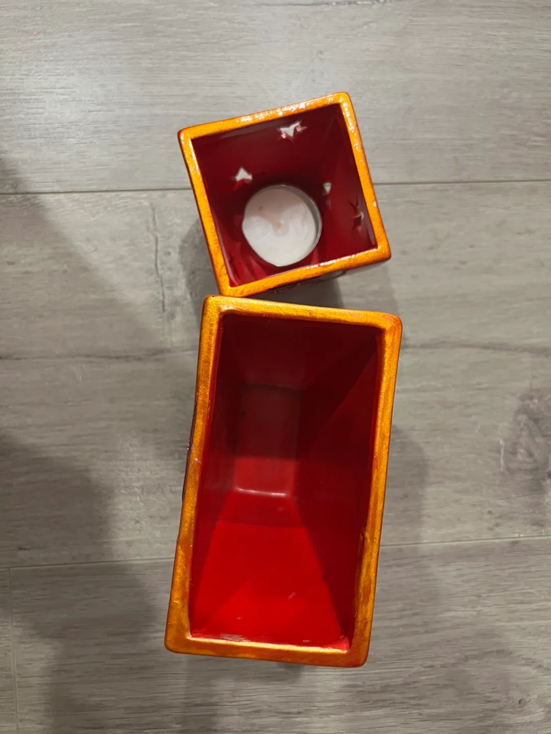 Red & Orange Ceramic XMas 🎄 Tea Light image indicator(3)