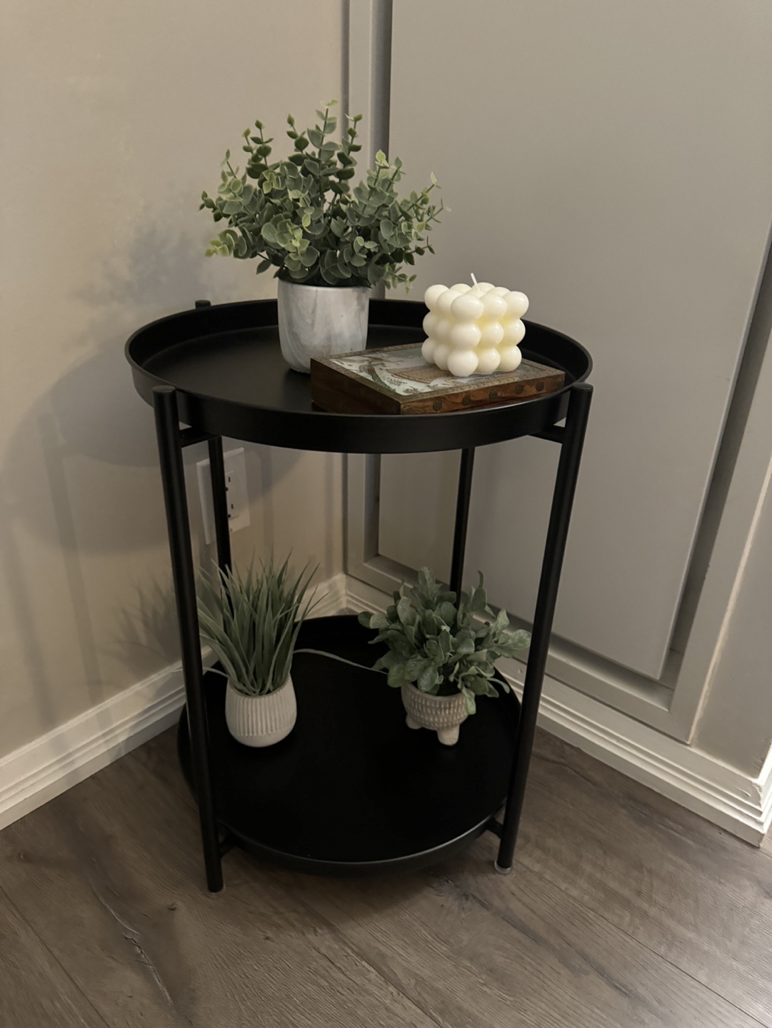 Black Two-Tier Round Side Table