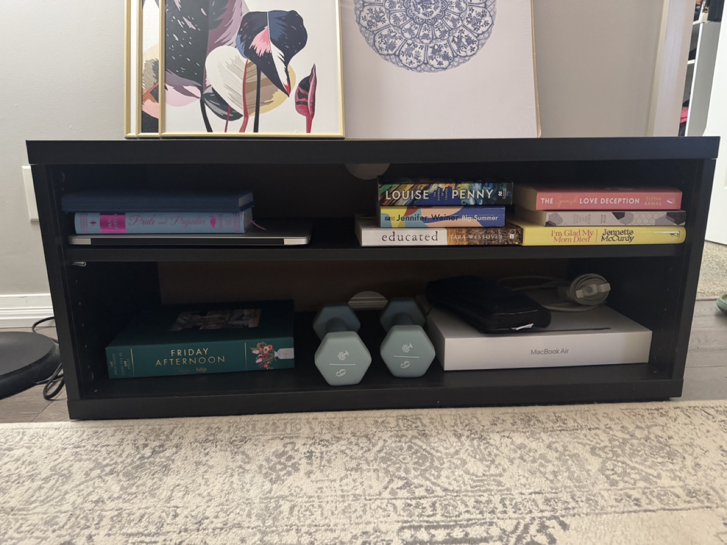 Black TV Stand with Shelves - photo 2