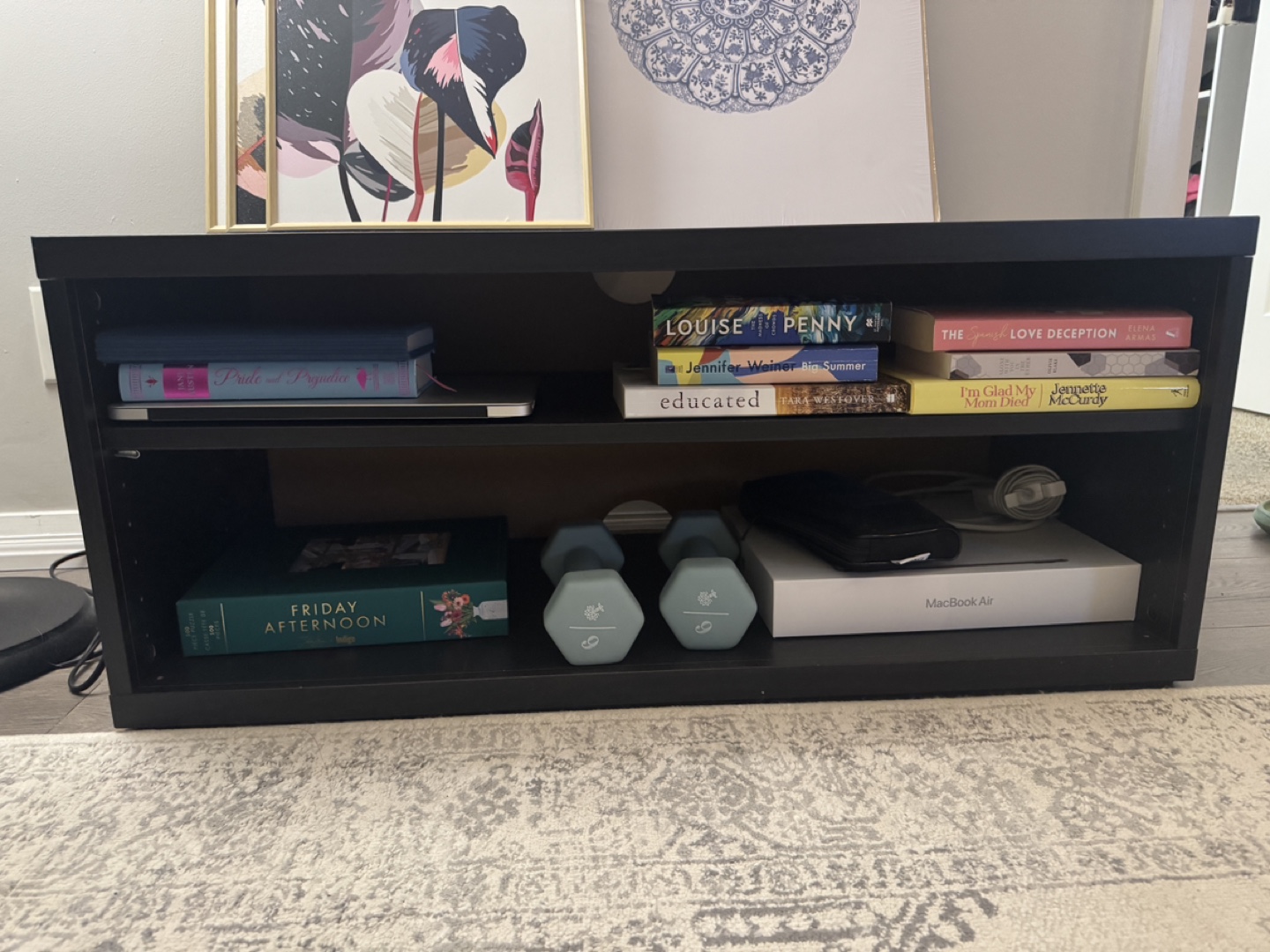 Black TV Stand with Shelves