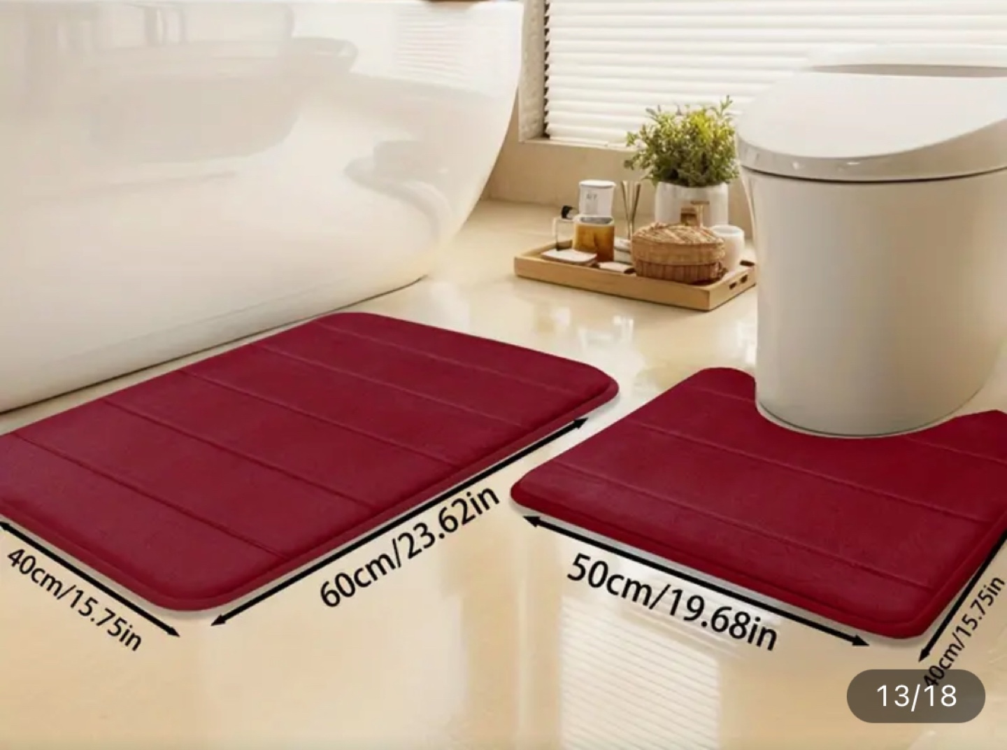 2-Piece Burgundy Bathroom Rug Set