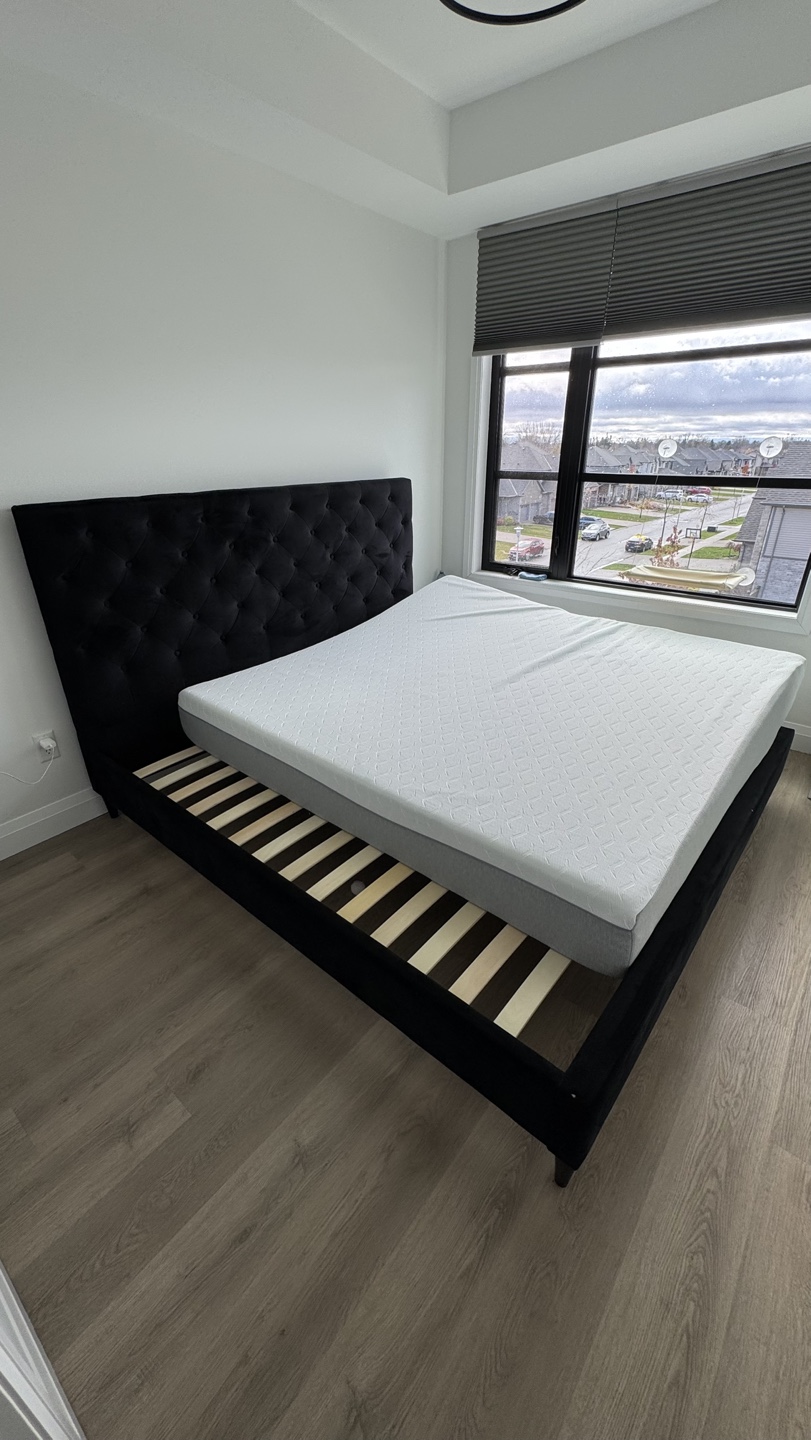 King Size Upholstered Bed Frame and mattress