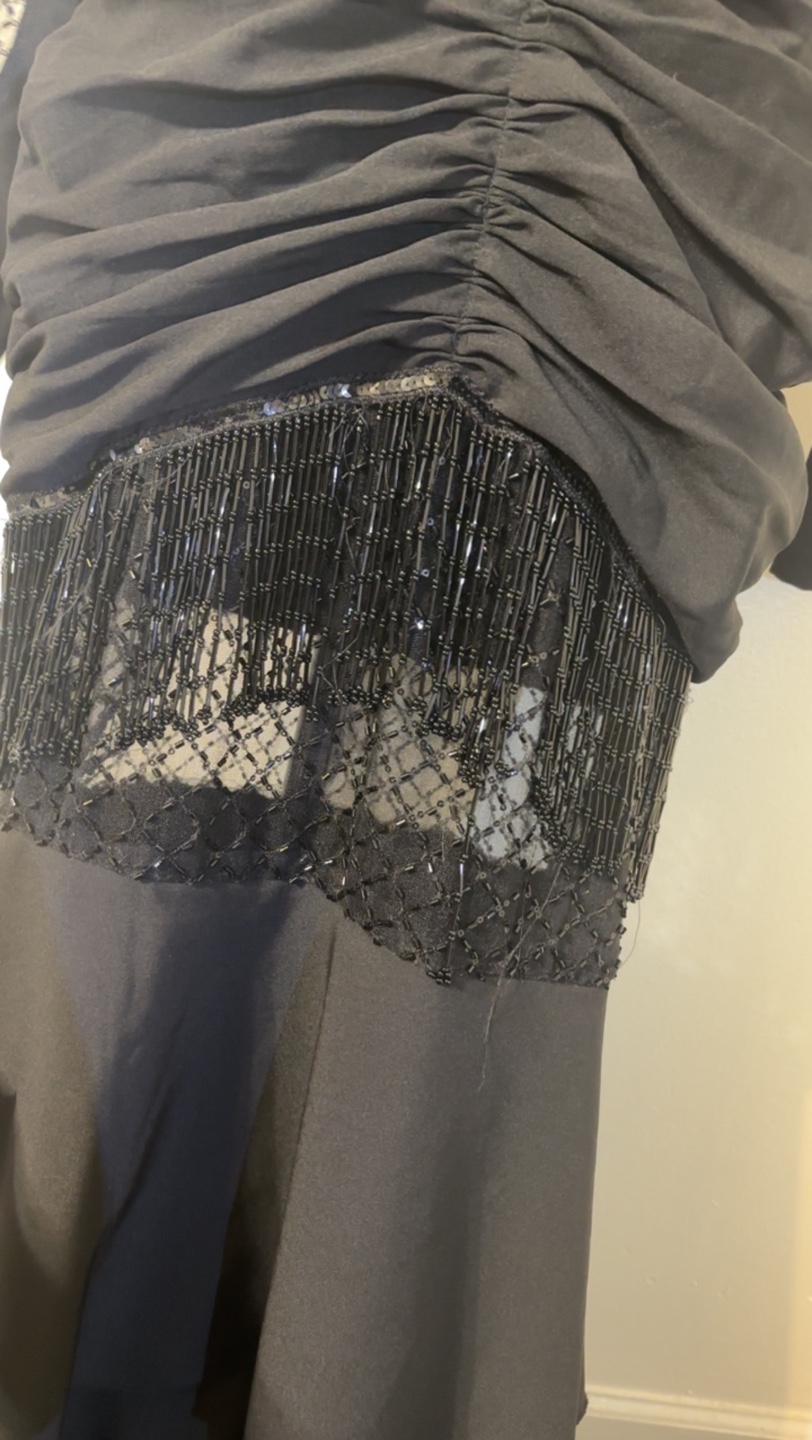 Black Beaded Long Sleeve Dress - photo 2