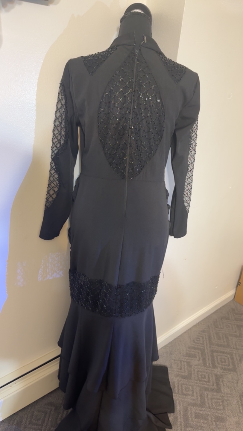 Black Beaded Long Sleeve Dress - photo 4