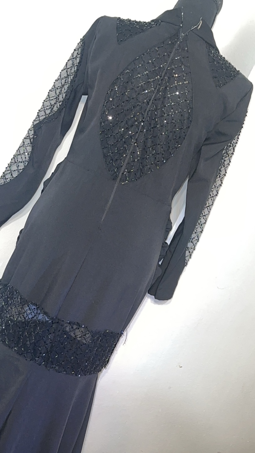 Black Beaded Long Sleeve Dress - photo 5