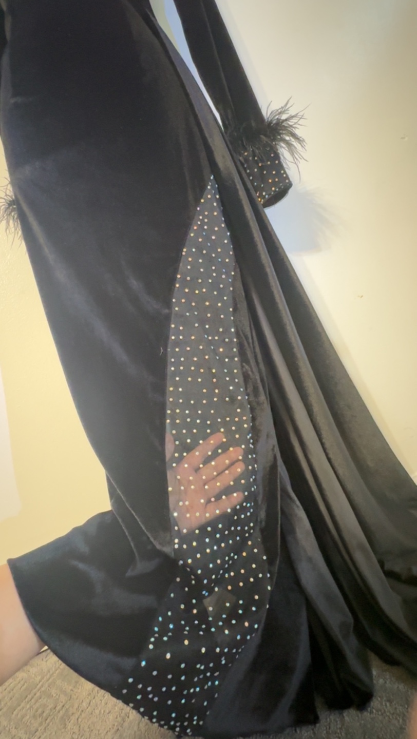 Black Velvet Dress with Rhinestone Detail