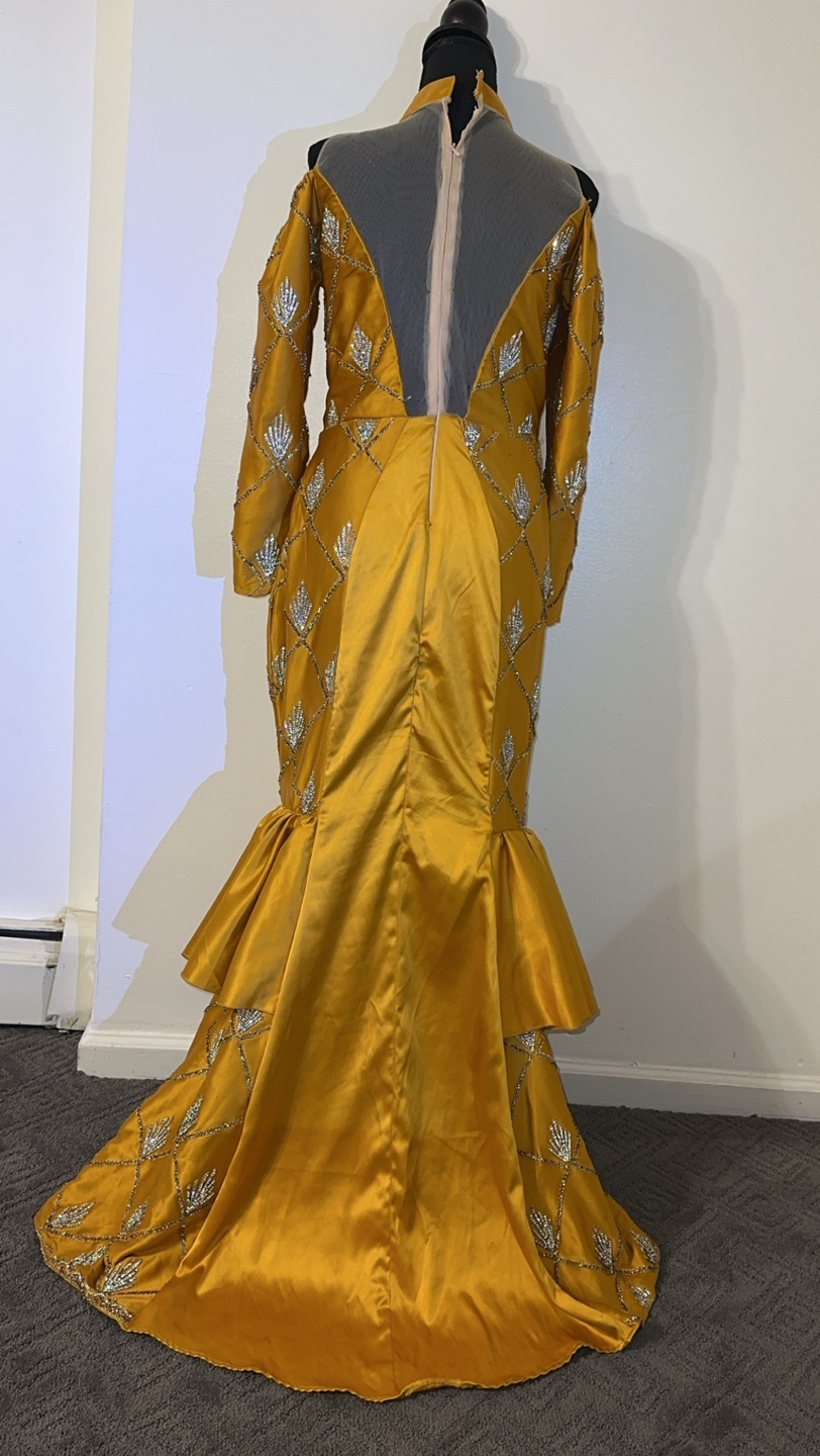 Beaded Yellow  Prom Dress