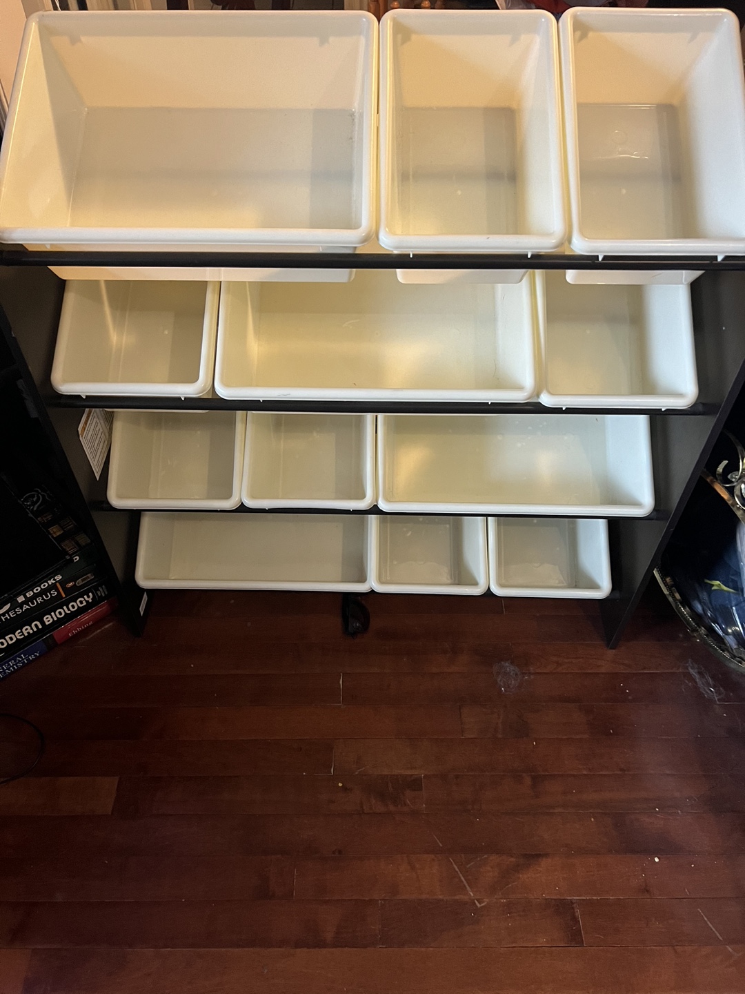 Black Storage Unit With White Bins - photo 2