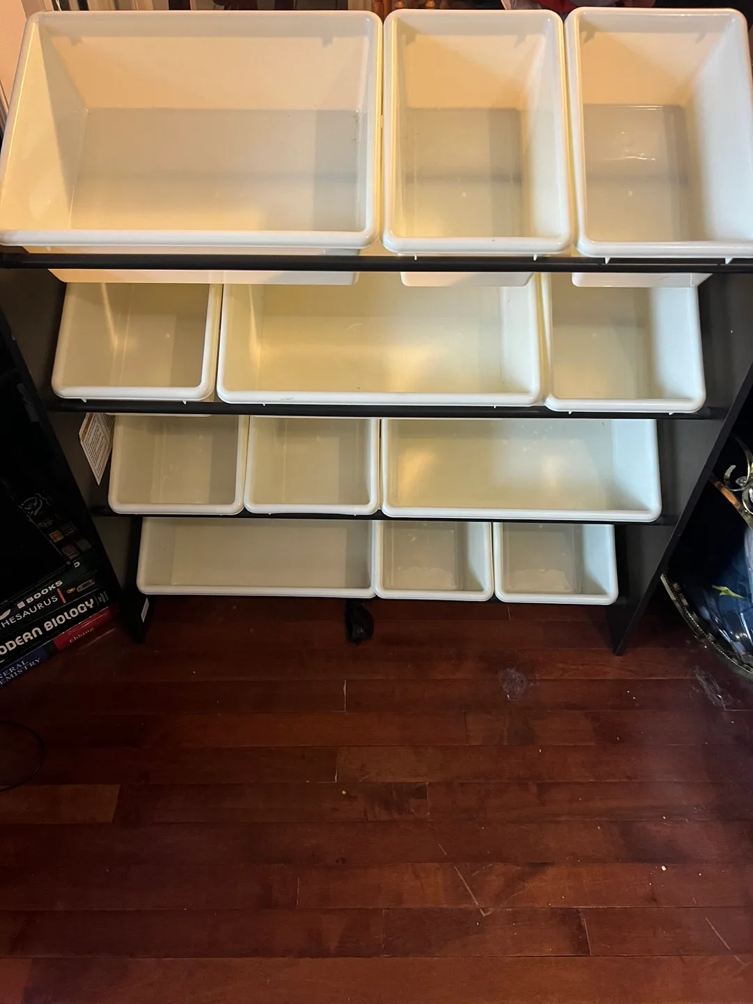 Black Storage Unit With White Bins image indicator(2)