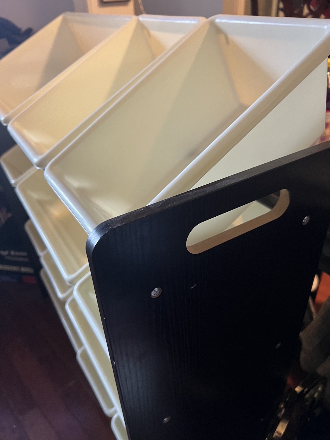 Black Storage Unit With White Bins - photo 4