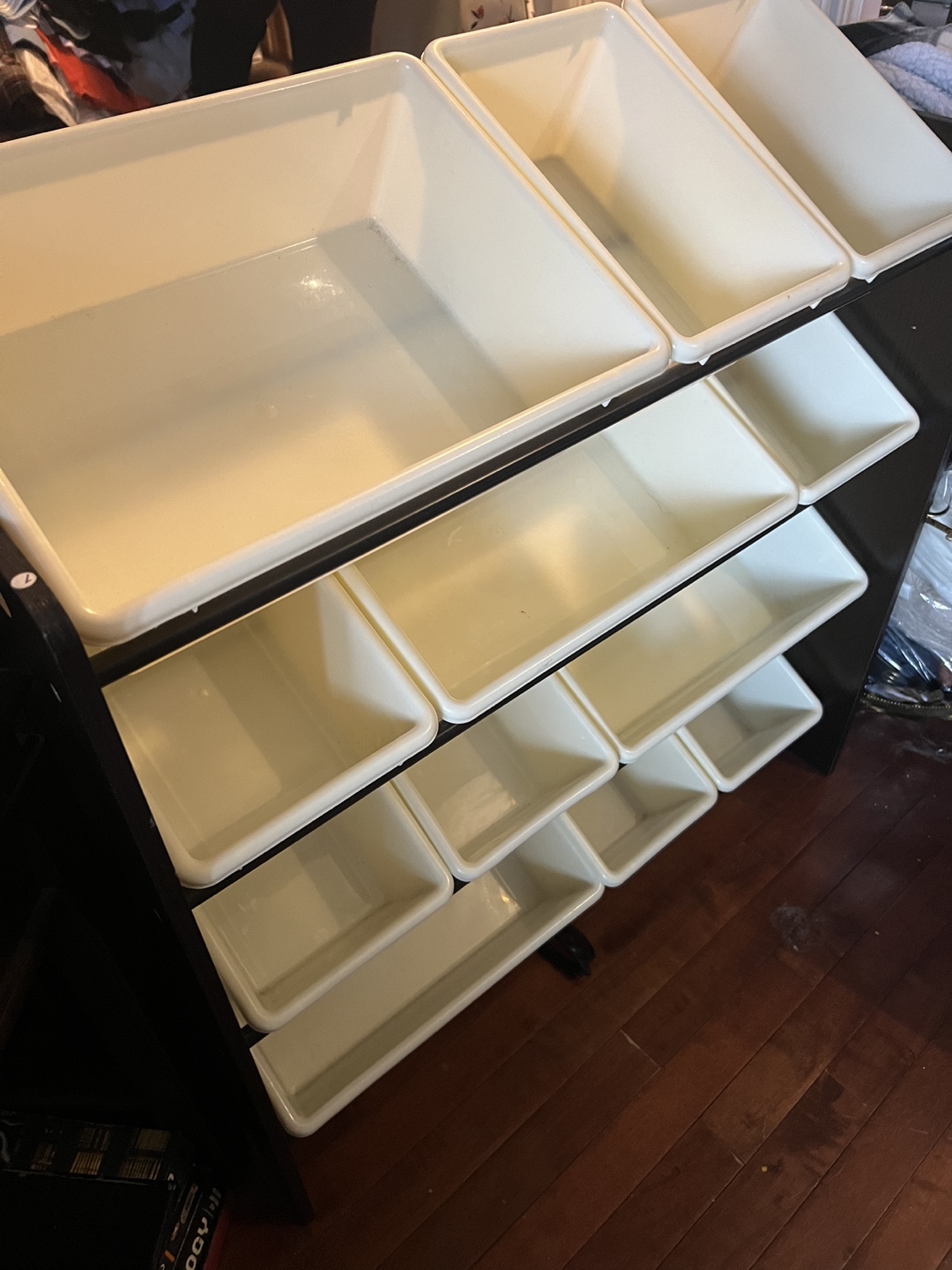 Black Storage Unit With White Bins - photo 5