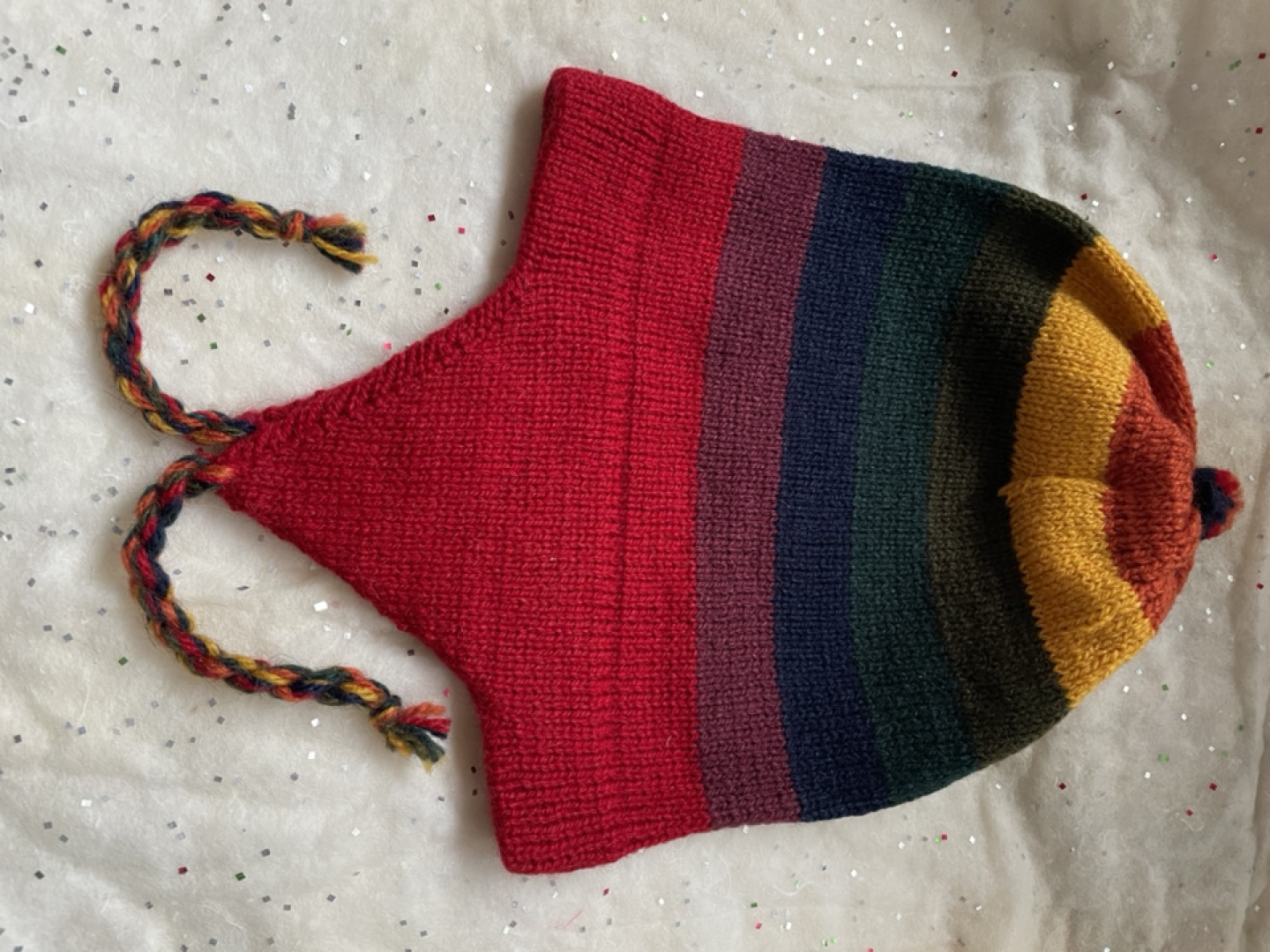 Hand Knit Wool Toque with Ear Flaps