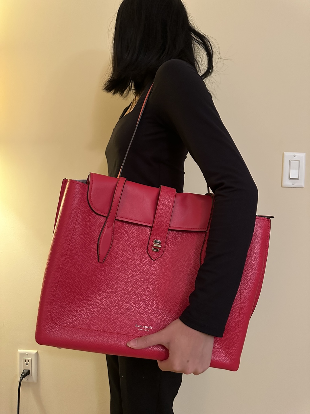 Kate Spade Large Red Leather Tote Bag